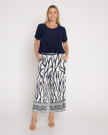 Namibia Wide Leg Crop Pants - Navy