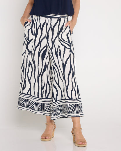 Namibia Wide Leg Crop Pants - Navy