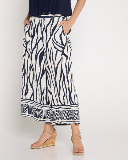 Namibia Wide Leg Crop Pants - Navy