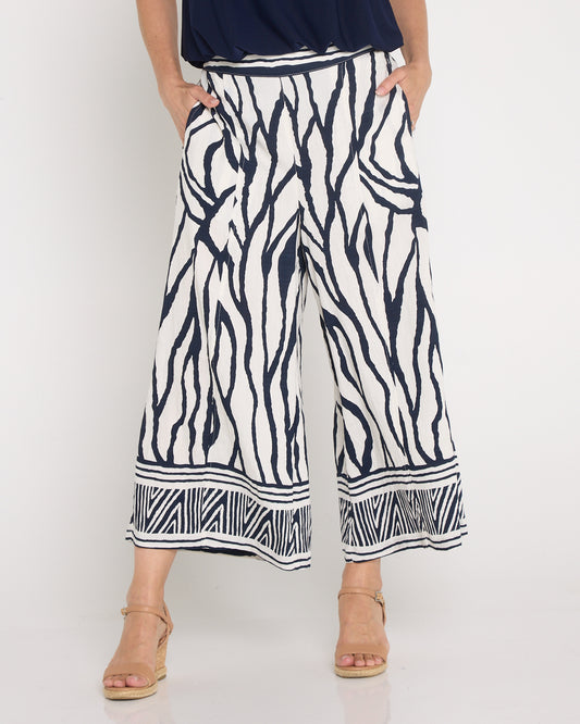 Namibia Wide Leg Crop Pants - Navy