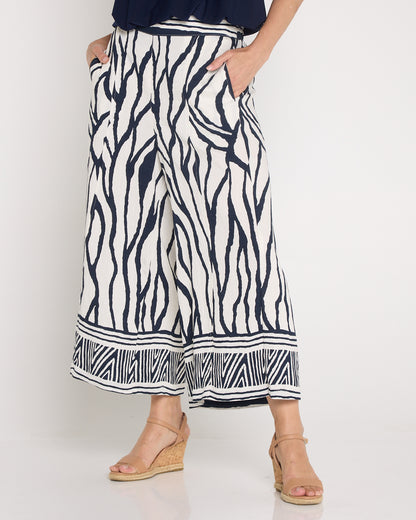 Namibia Wide Leg Crop Pants - Navy