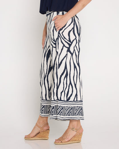 Namibia Wide Leg Crop Pants - Navy