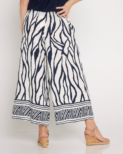 Namibia Wide Leg Crop Pants - Navy