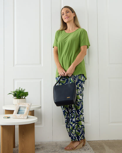 Summer Ease Pocket Pants - Navy/Painted Palm Frond