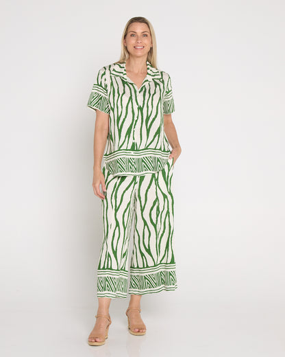 Namibia Wide Leg Crop Pants - Green