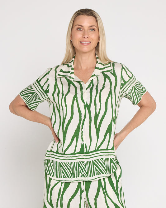 Zimbabwe Border Shirt - Green