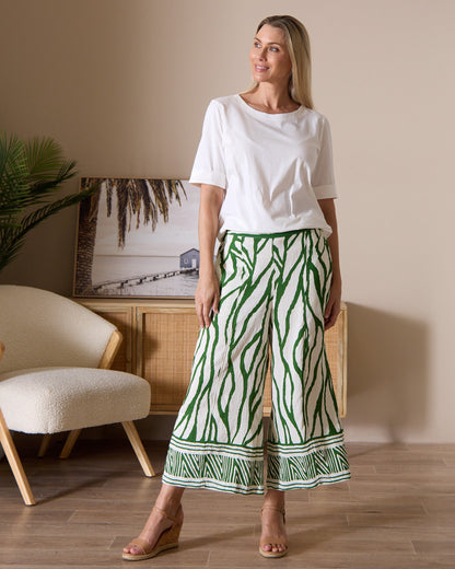 Namibia Wide Leg Crop Pants - Green