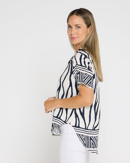 Zimbabwe Border Shirt - Navy