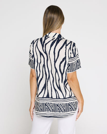 Zimbabwe Border Shirt - Navy