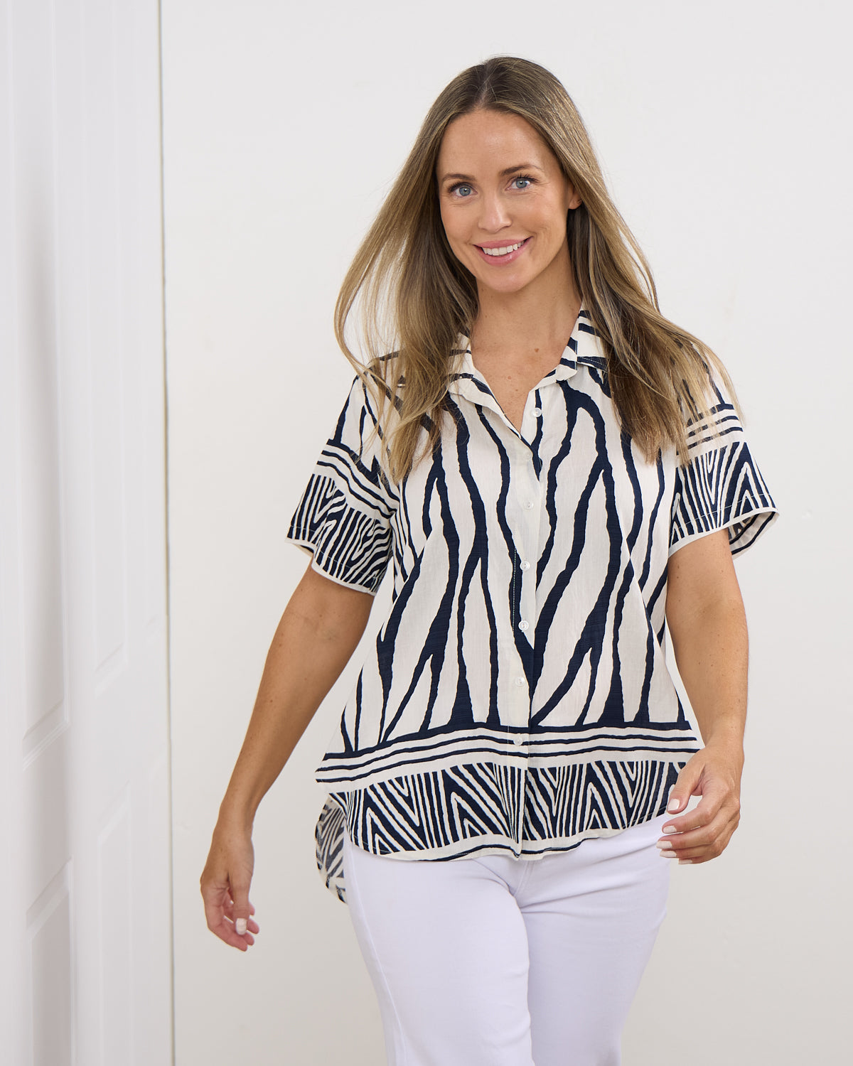 Zimbabwe Border Shirt - Navy