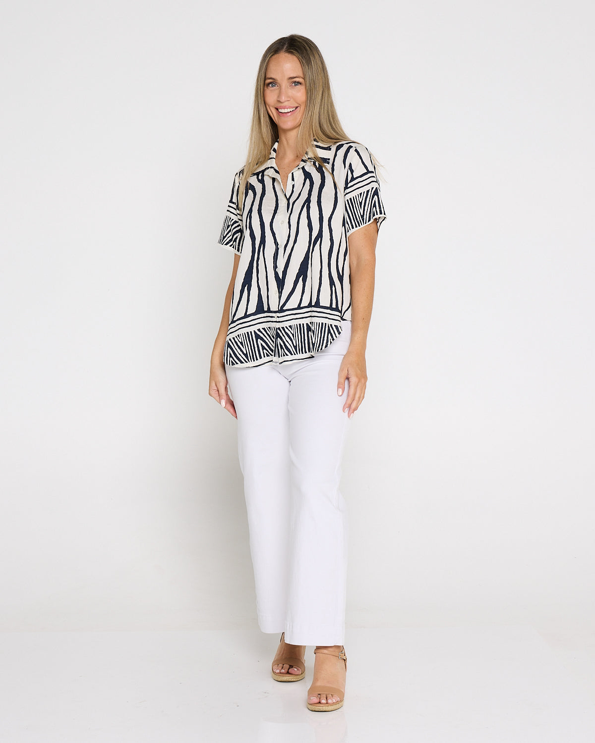 Zimbabwe Border Shirt - Navy