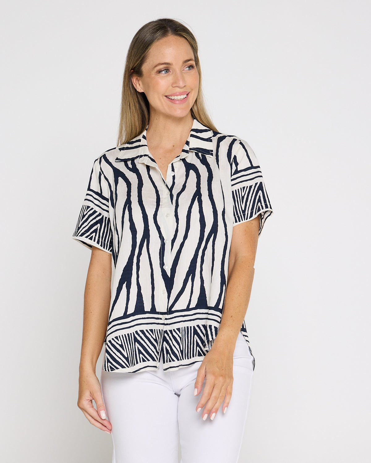 Zimbabwe Border Shirt - Navy