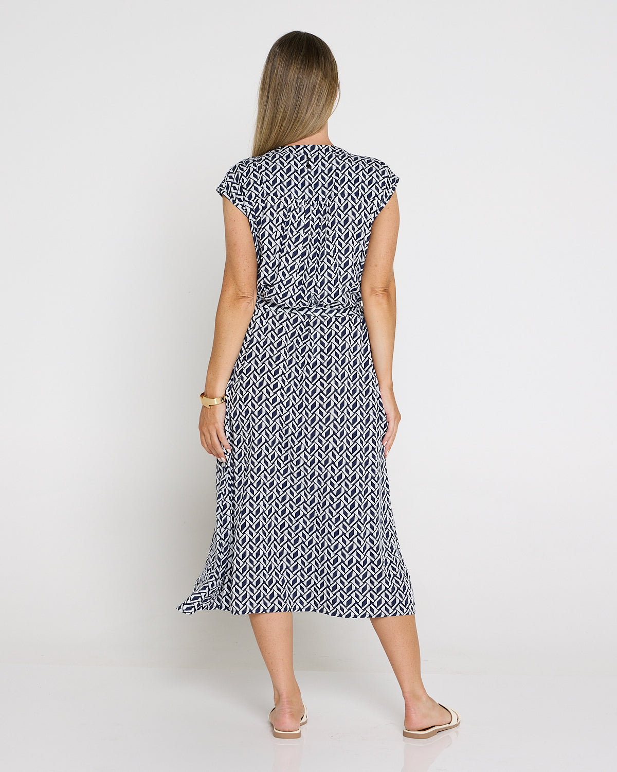 Theodore Sleeveless Shirt Dress - Navy/White