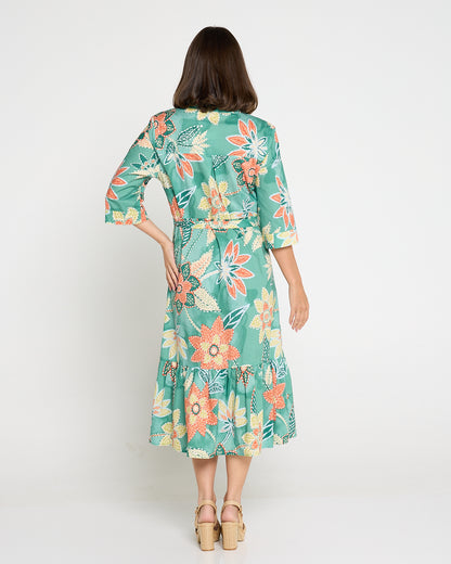 Larisa Shirt Dress - Mint/Peach Floral