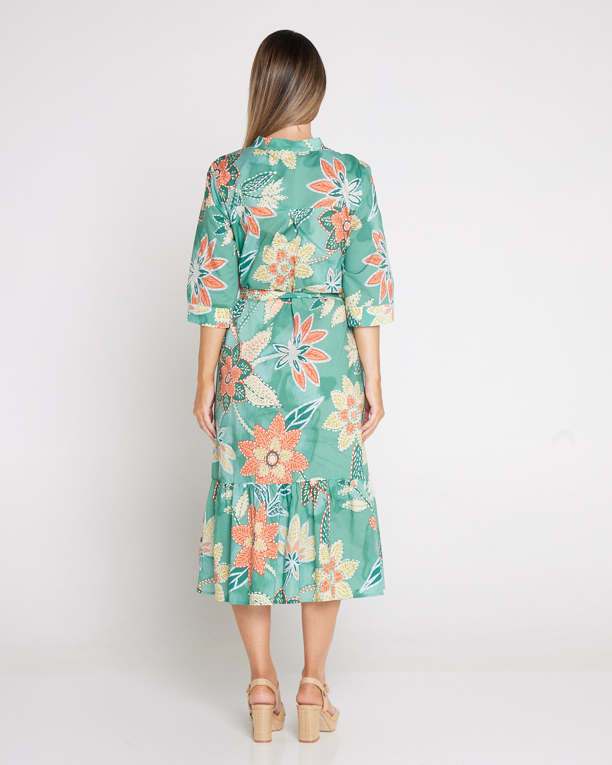 Larisa Shirt Dress - Mint/Peach Floral