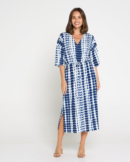 Alayna Kaftan Dress - Navy Tie Dye