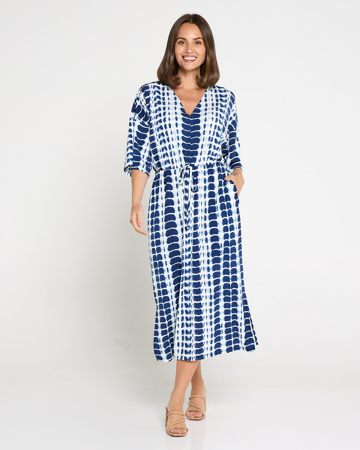 Alayna Kaftan Dress - Navy Tie Dye