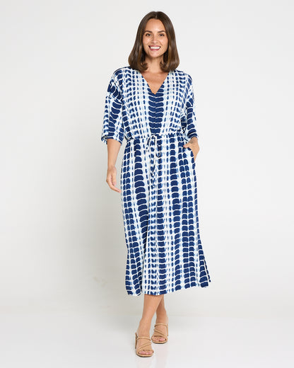 Alayna Kaftan Dress - Navy Tie Dye