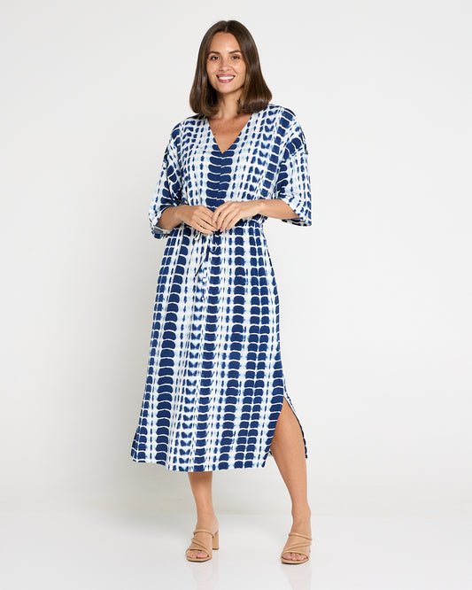 Alayna Kaftan Dress - Navy Tie Dye