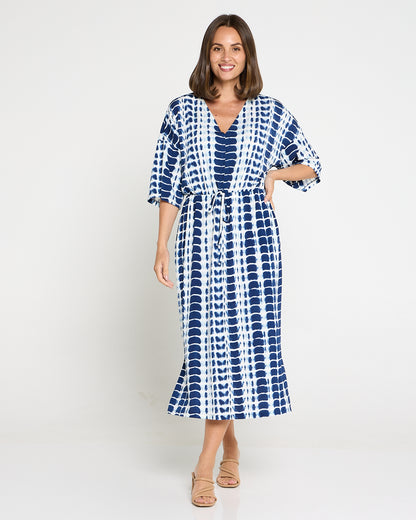Alayna Kaftan Dress - Navy Tie Dye