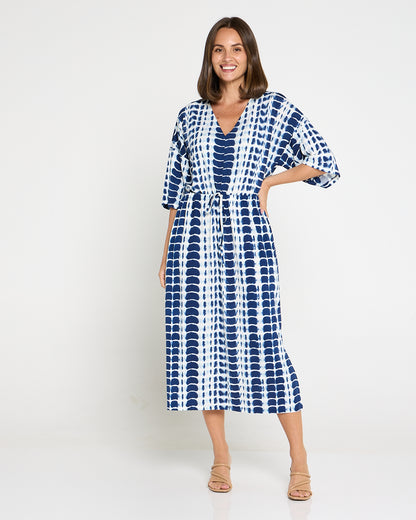 Alayna Kaftan Dress - Navy Tie Dye