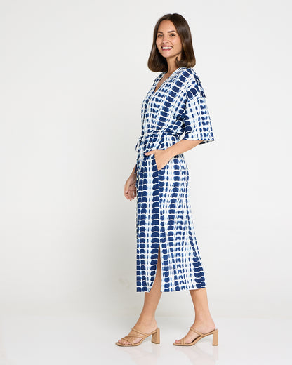 Alayna Kaftan Dress - Navy Tie Dye