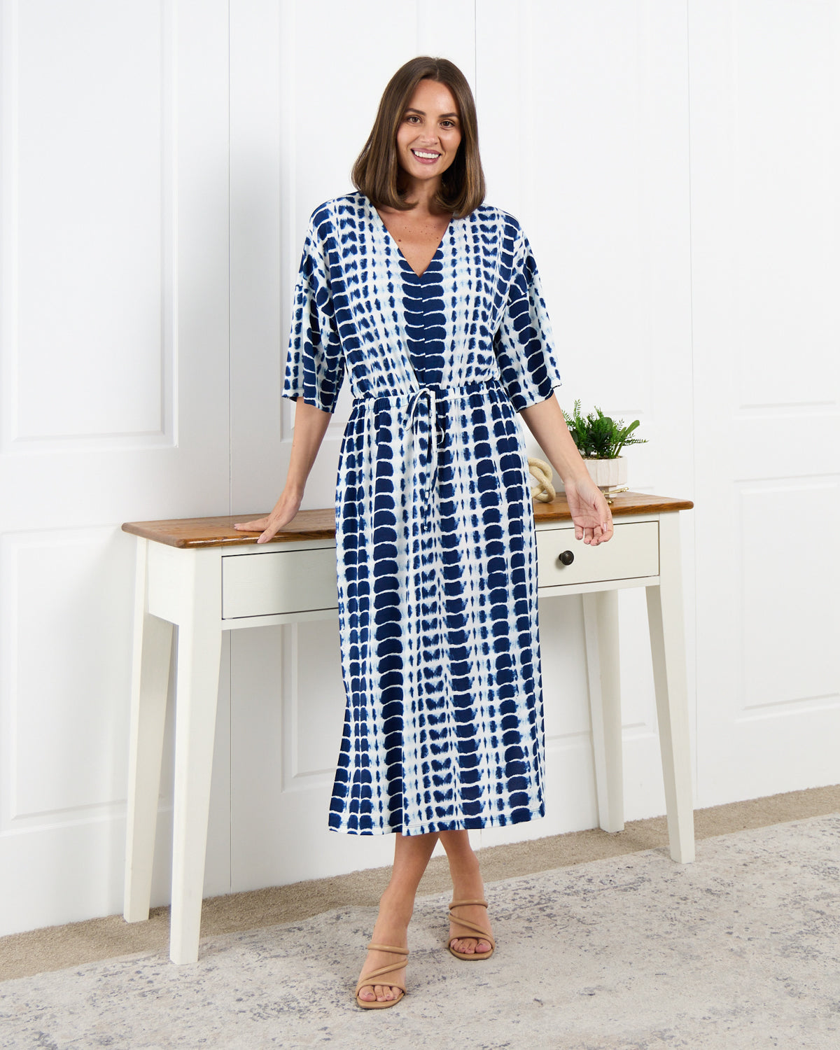 Alayna Kaftan Dress - Navy Tie Dye