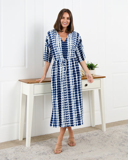 Alayna Kaftan Dress - Navy Tie Dye