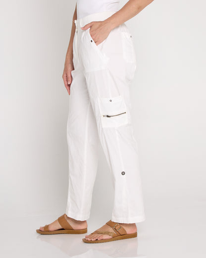 Carly Cotton Cargo Pants - White