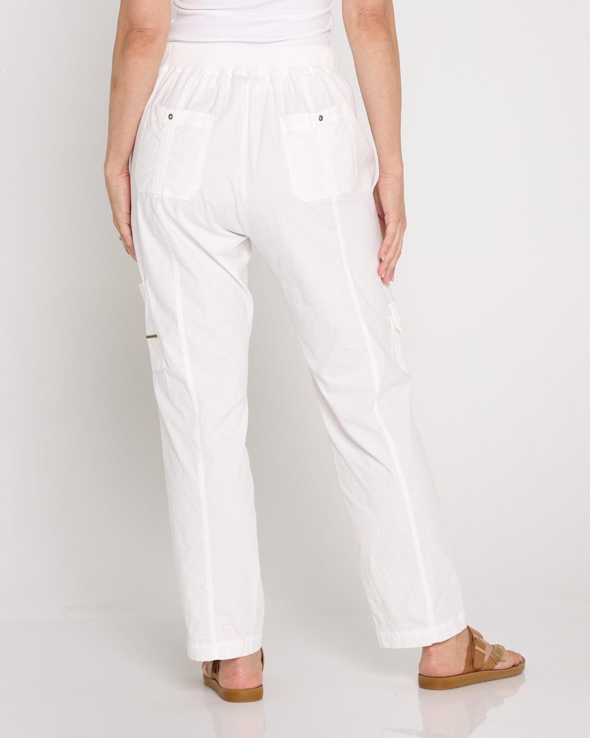 Carly Cotton Cargo Pants - White