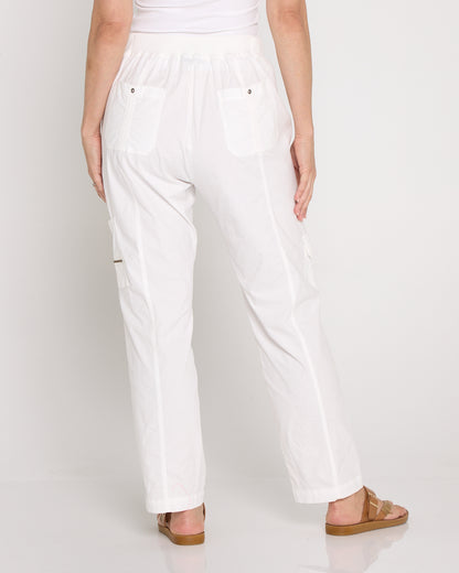Carly Cotton Cargo Pants - White