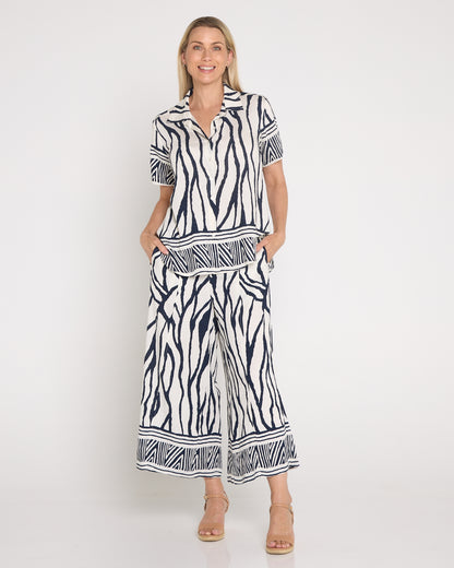 Zimbabwe Border Shirt - Navy