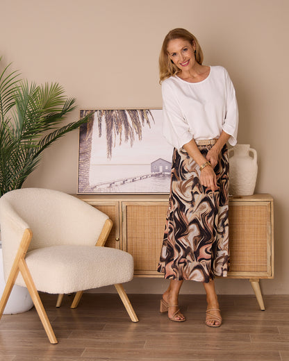 Mavi Mesh Skirt - Latte Swirl