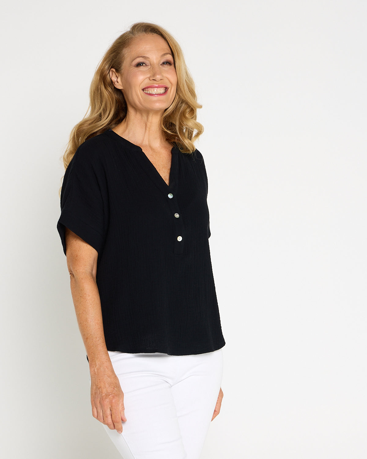 Gracie Cotton Muslin Top - Black