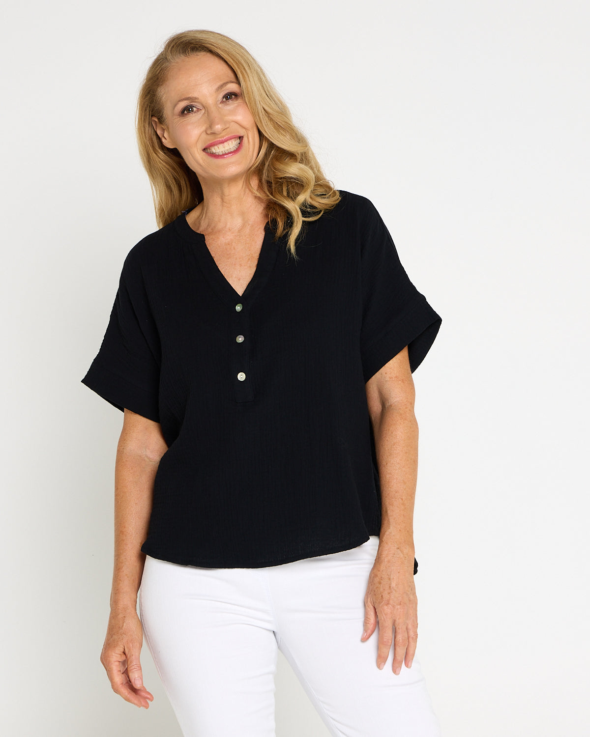 Gracie Cotton Muslin Top - Black