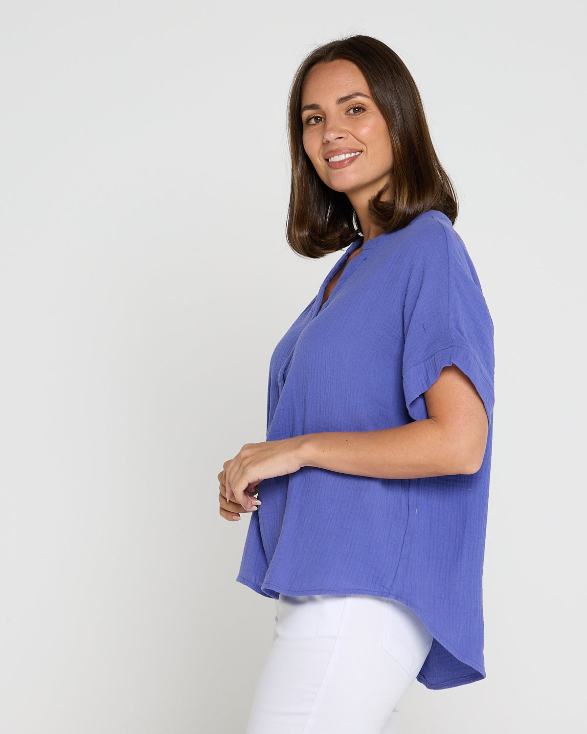 Gracie Cotton Muslin Top - Purple
