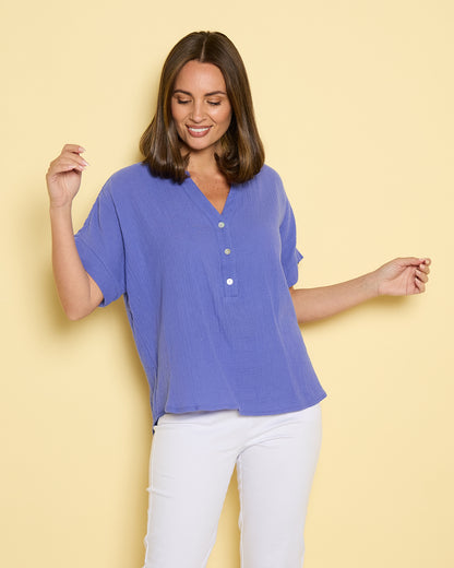 Gracie Cotton Muslin Top - Purple