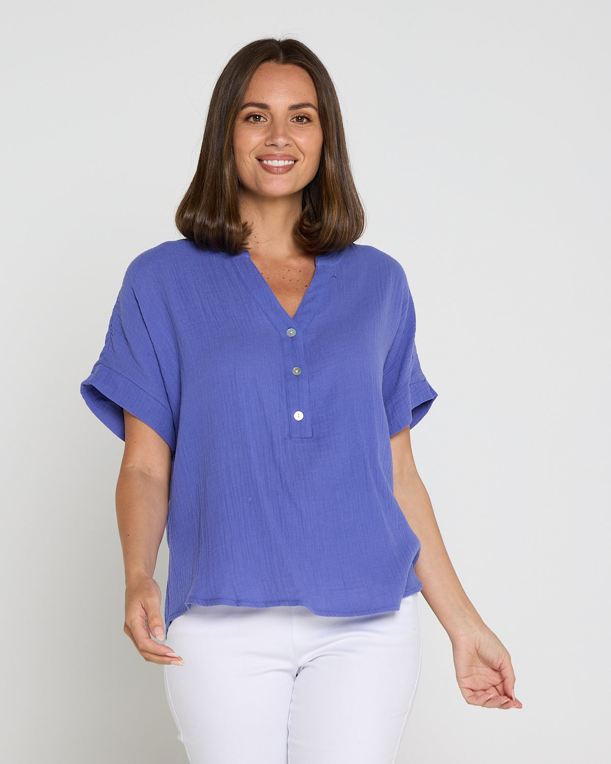 Gracie Cotton Muslin Top - Purple