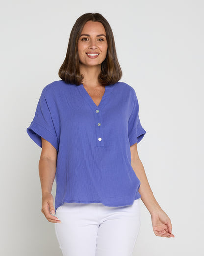 Gracie Cotton Muslin Top - Purple