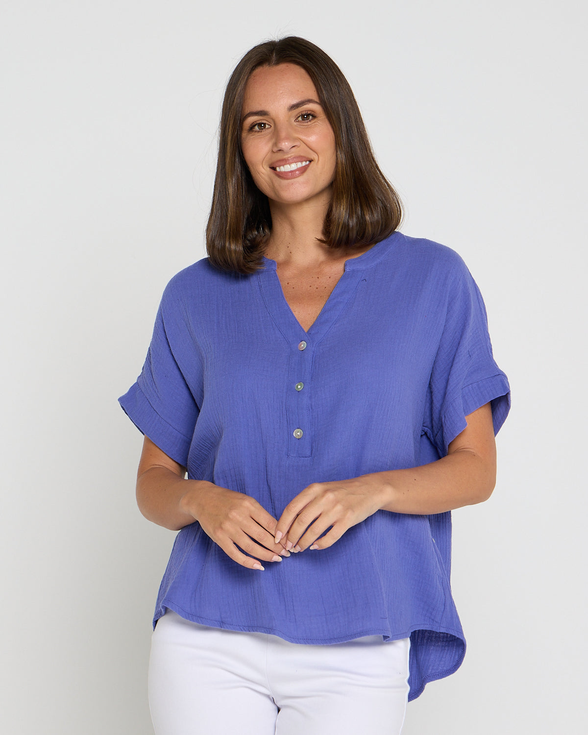 Gracie Cotton Muslin Top - Purple