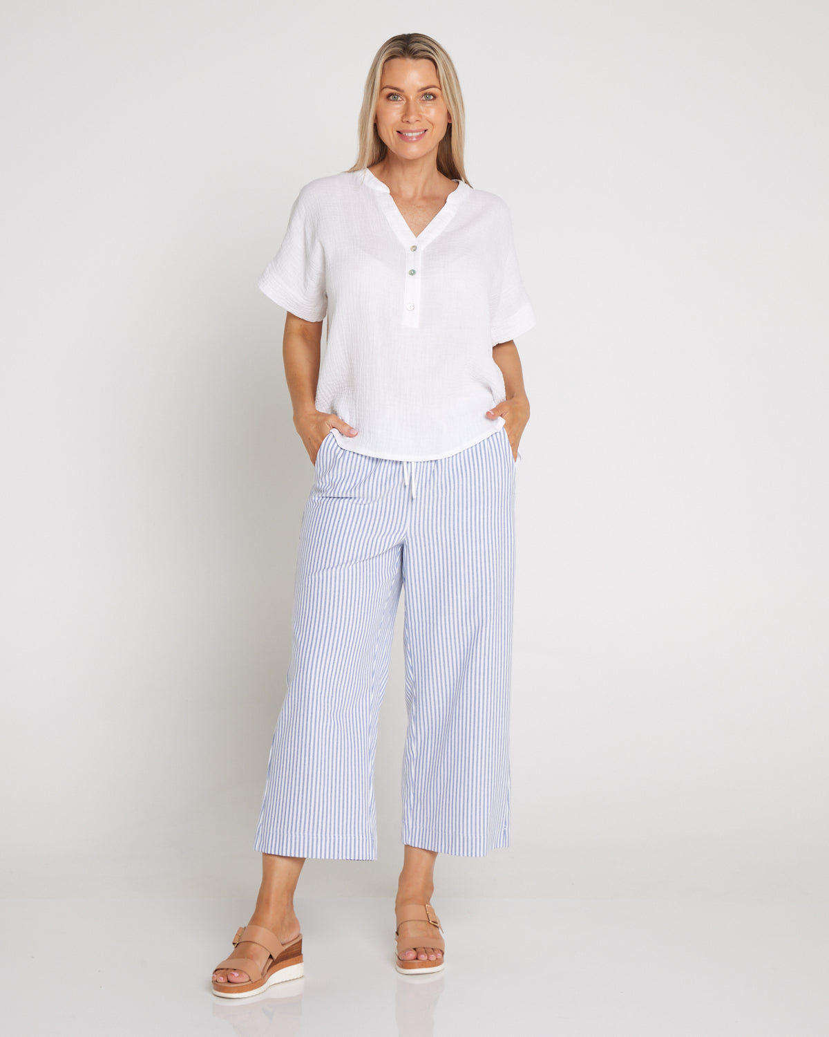 Sarah Pant - Blue/White Stripe