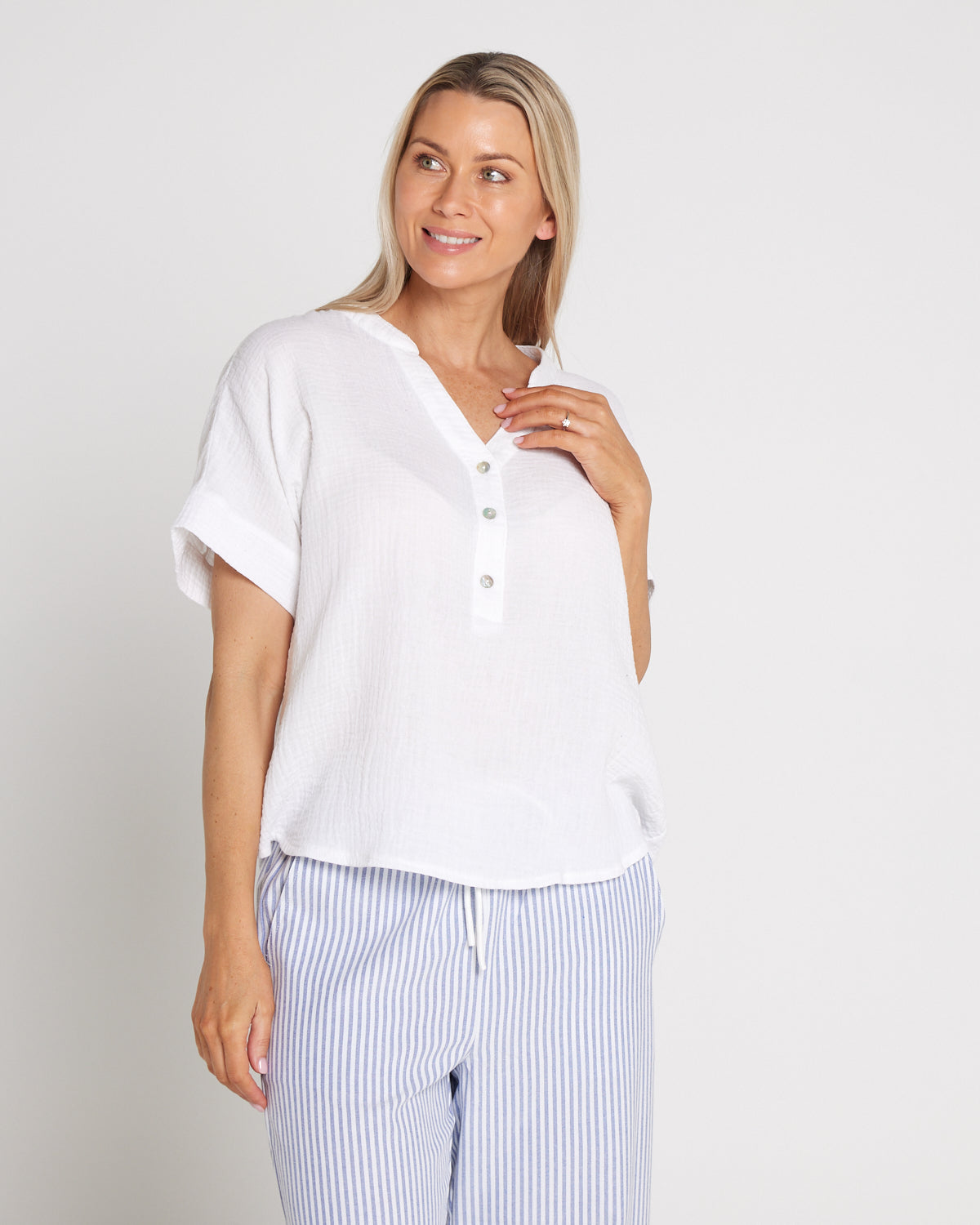 Gracie Cotton Muslin Top - White