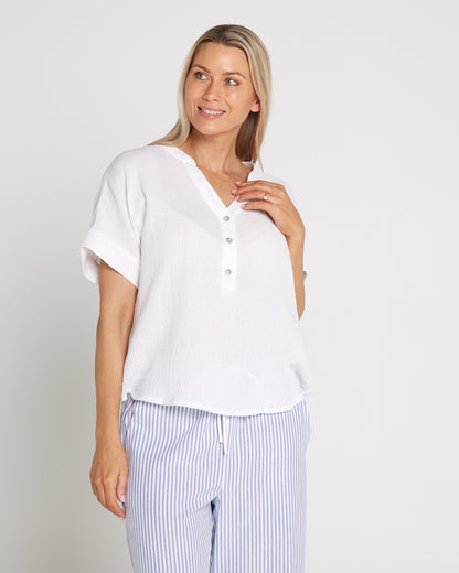 Gracie Cotton Muslin Top - White
