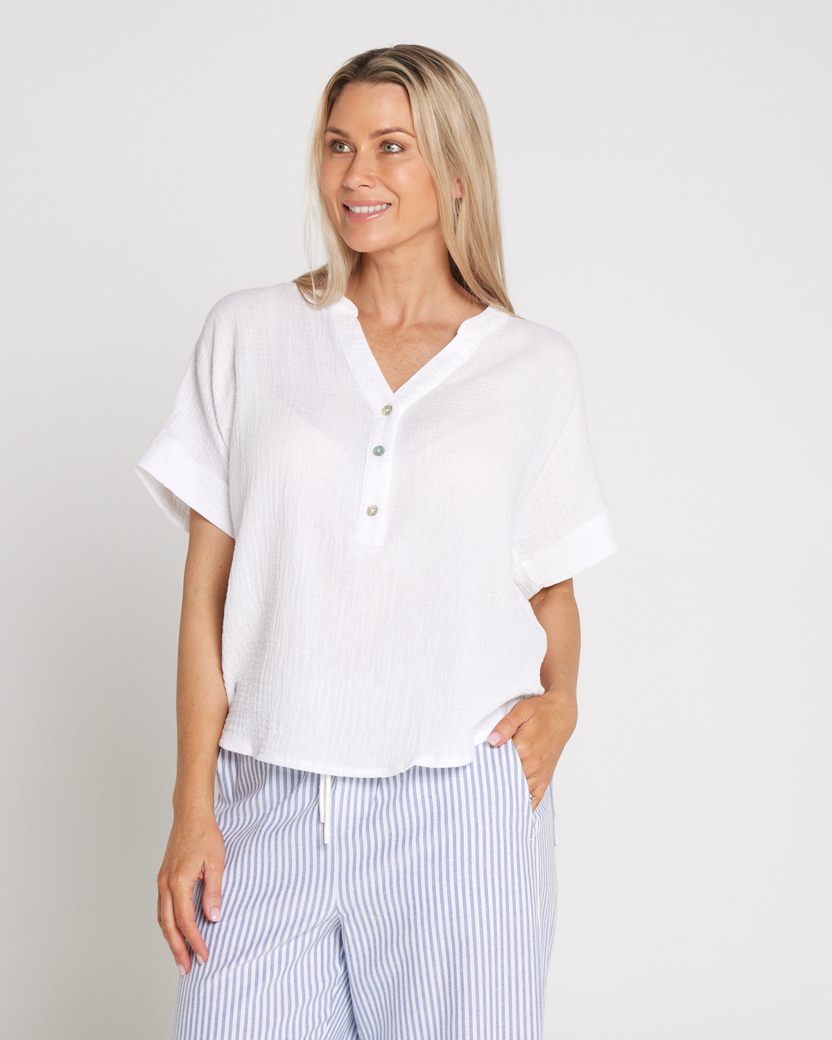 Gracie Cotton Muslin Top - White