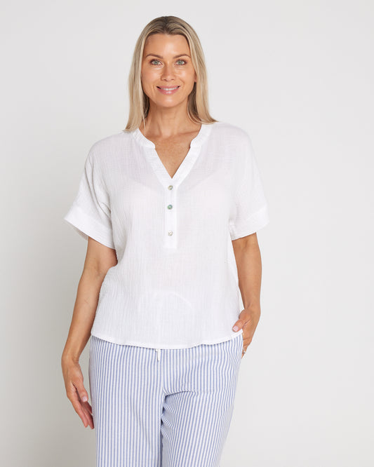 Gracie Cotton Muslin Top - White