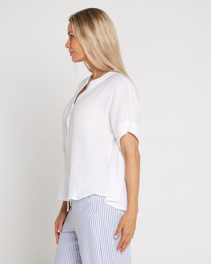 Gracie Cotton Muslin Top - White