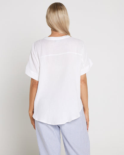 Gracie Cotton Muslin Top - White