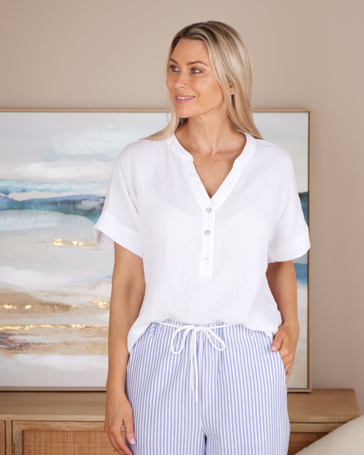 Gracie Cotton Muslin Top - White