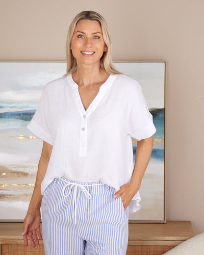 Gracie Cotton Muslin Top - White