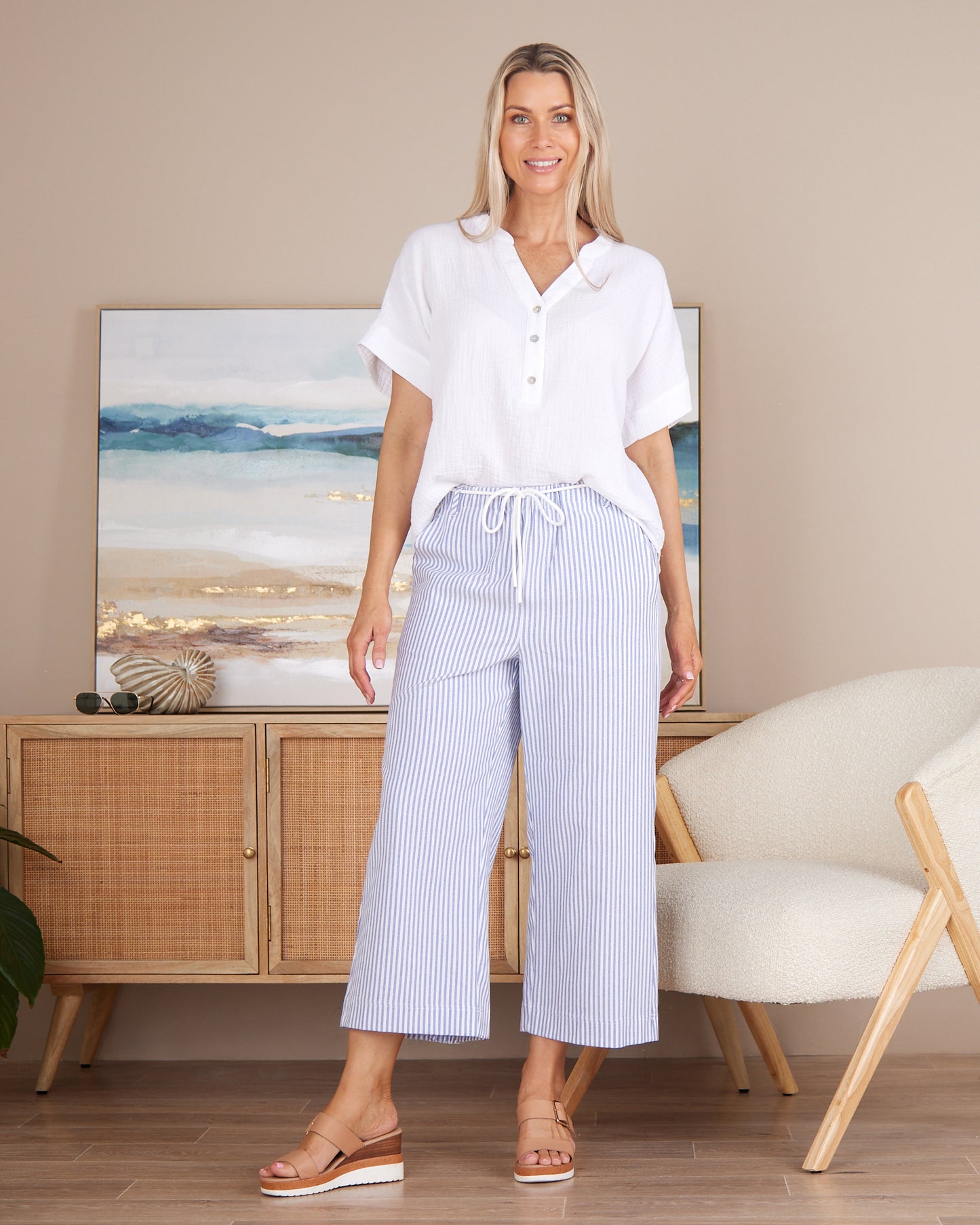 Sarah Pant - Blue/White Stripe
